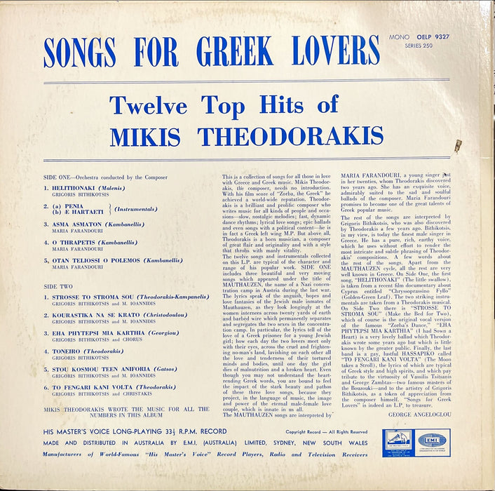 Mikis Theodorakis - Songs For Greek Lovers (Vinyl LP)