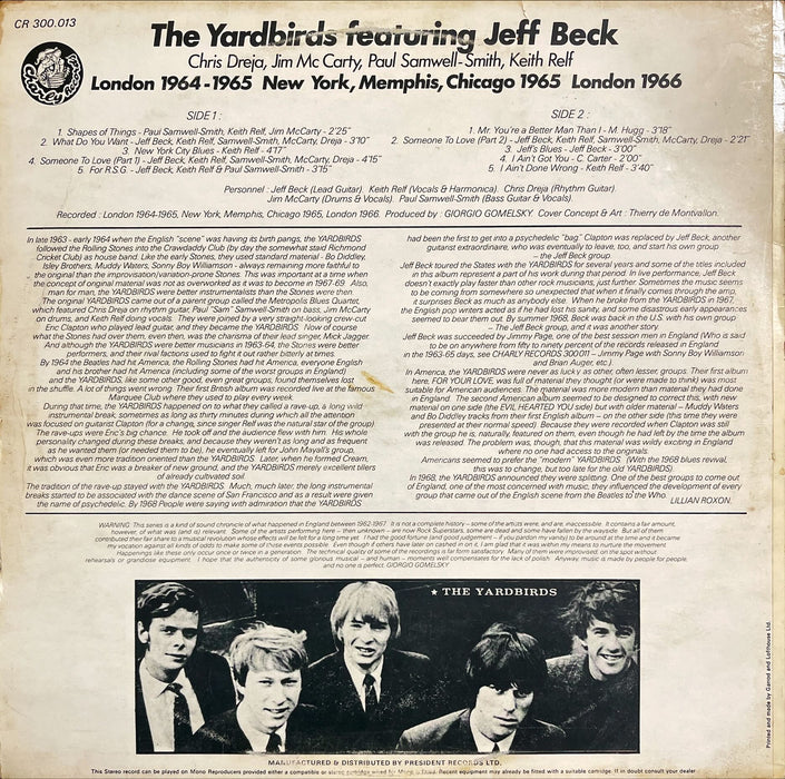 The Yardbirds Featuring Jeff Beck, Chris Dreja, Jim McCarty, Paul Samwell-Smith, Keith Relf ‎- London 1964-1965 New York, Memphis, Chicago 1965 London 1966 (Vinyl LP)