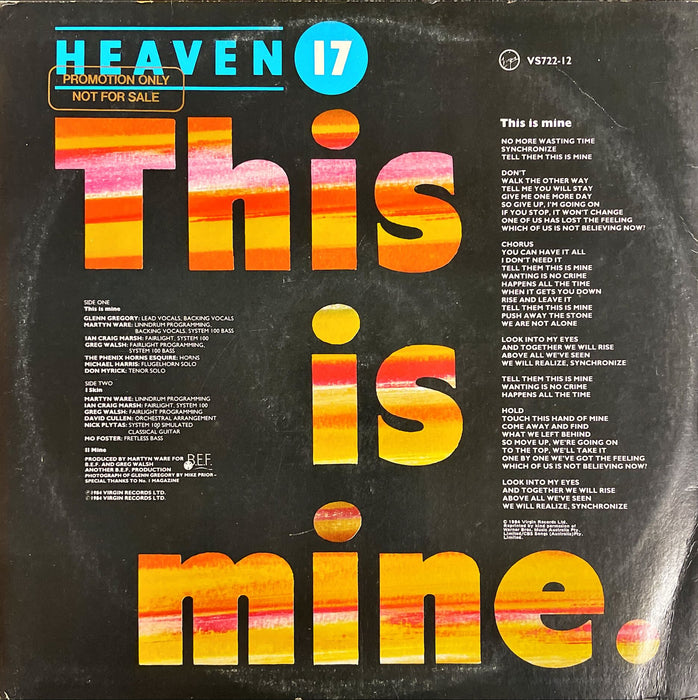 Heaven 17 - This Is Mine (Extended Version) (12" Single)