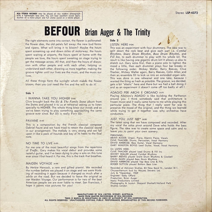 Brian Auger & The Trinity - Befour (Vinyl LP)