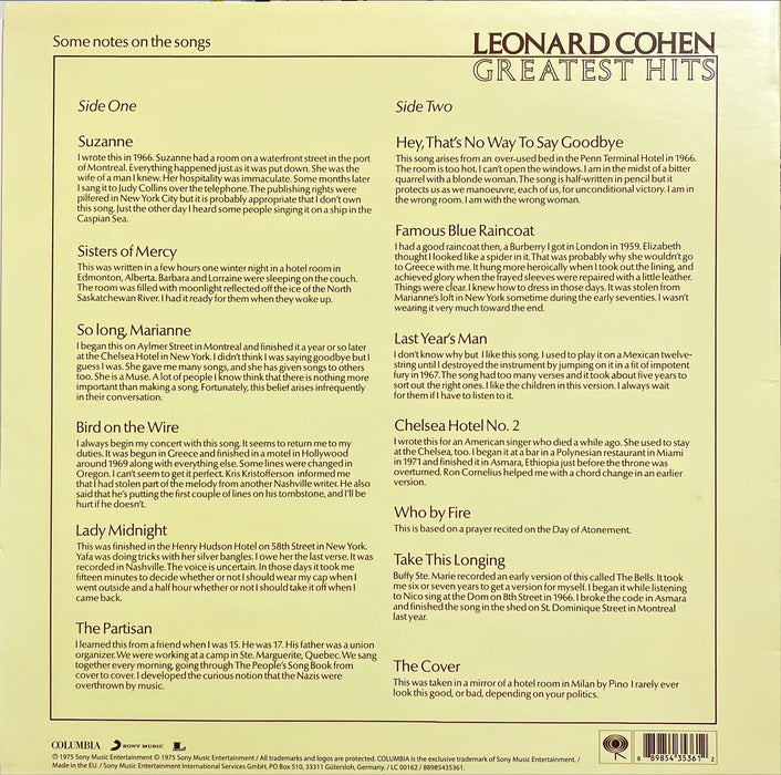 Leonard Cohen - Greatest Hits (Vinyl LP)