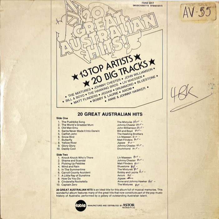 Various - 20 Great Australian Hits (Vinyl LP)