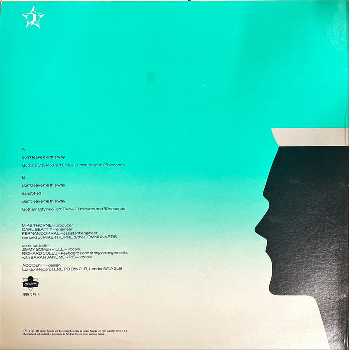 The Communards With Sarah Jane Morris - Don't Leave Me This Way (Gotham City Mix) (12"Single)