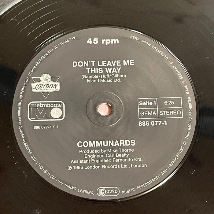 The Communards With Sarah Jane Morris - Don't Leave Me This Way (12" Single)