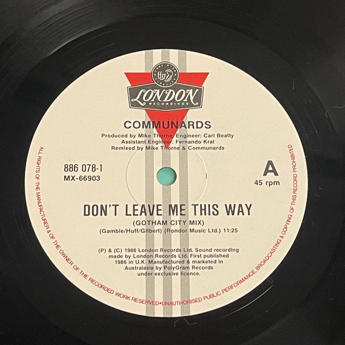 The Communards With Sarah Jane Morris - Don't Leave Me This Way (Gotham City Mix) (12"Single)