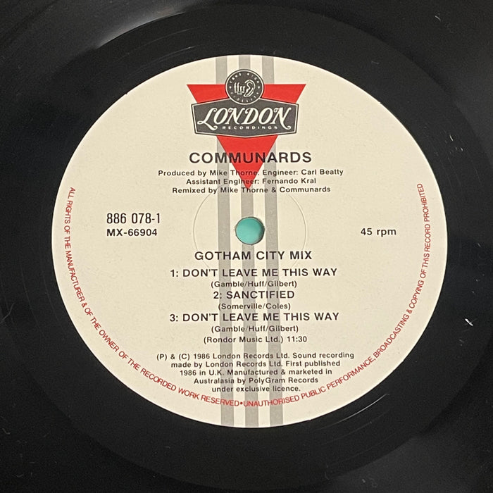 The Communards With Sarah Jane Morris - Don't Leave Me This Way (Gotham City Mix) (12"Single)