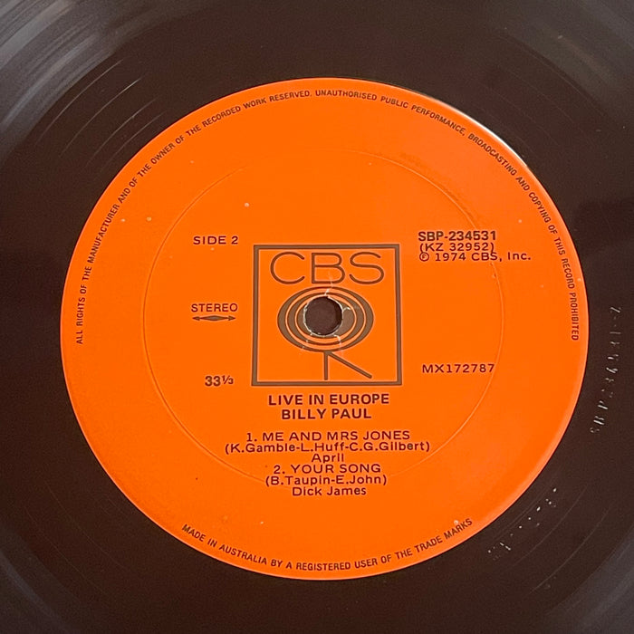 Billy Paul - Live In Europe (Vinyl LP)