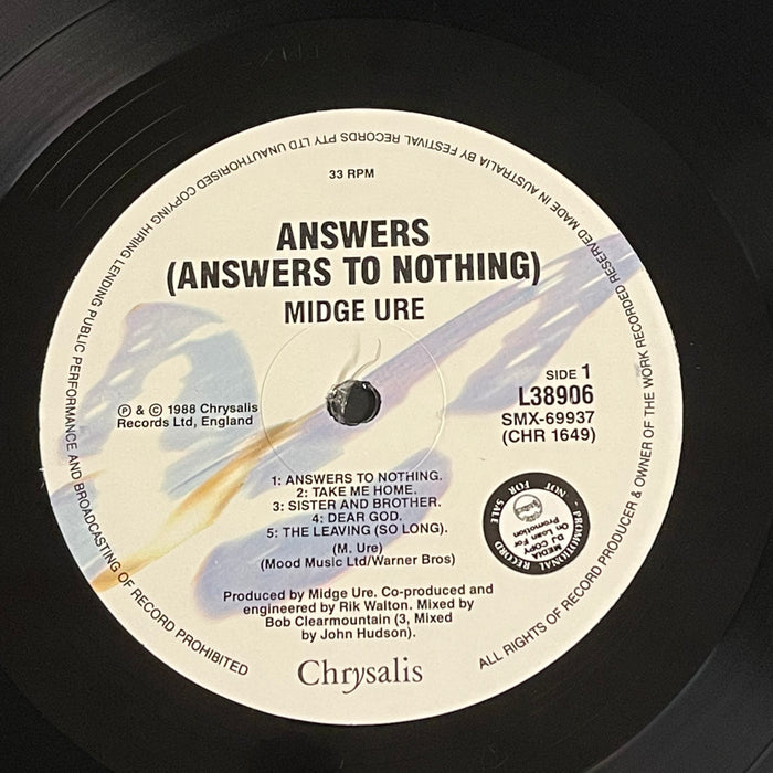 Midge Ure - Answers To Nothing (Vinyl LP)