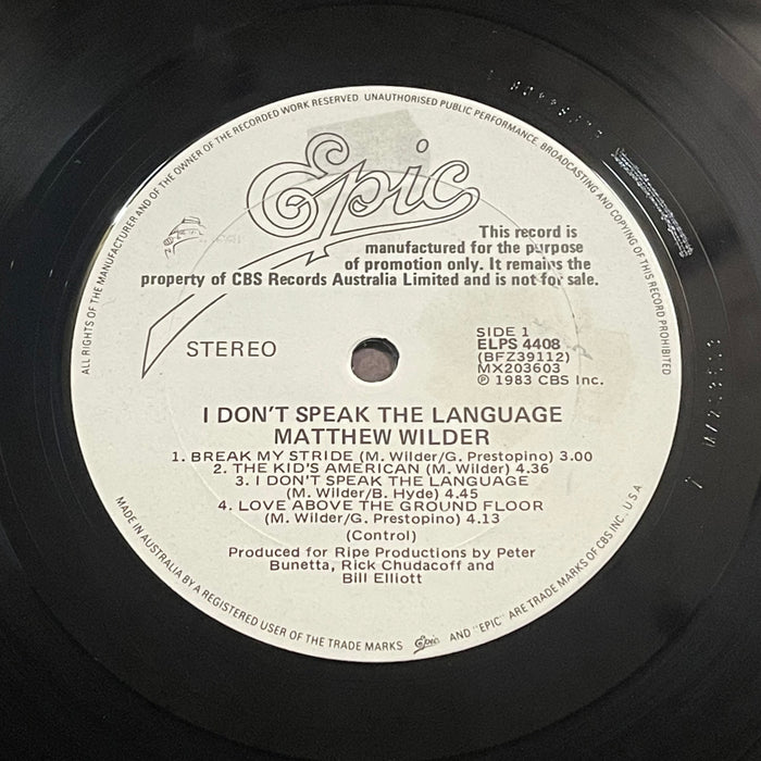 Matthew Wilder - I Don't Speak The Language (Vinyl LP)