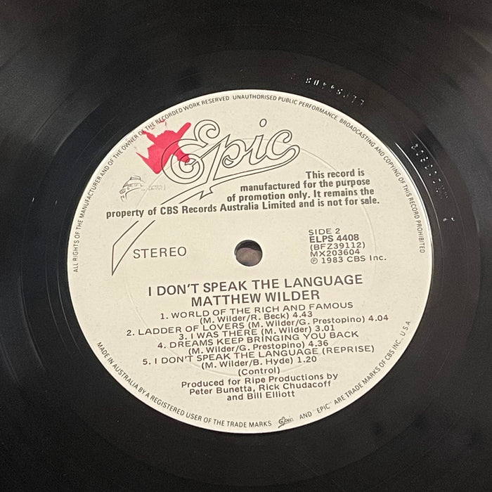 Matthew Wilder - I Don't Speak The Language (Vinyl LP)