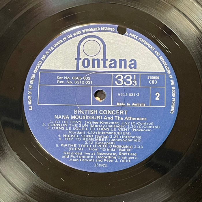 Nana Mouskouri ‎- British Concert (Vinyl 2LP)[Gatefold]