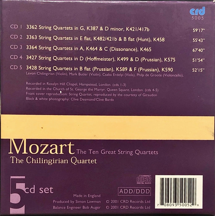 Mozart, The Chilingirian String Quartet - The Ten Great String Quartets (5CD Boxset)