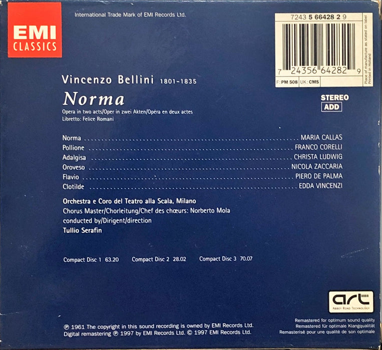 Bellini - Maria Callas • Christa Ludwig • Franco Corelli • Nicola Zaccaria • Orchestra E Coro Del Teatro Alla Scala Di Milano • Tullio Serafin - Norma (3CD Boxset)(ADD)