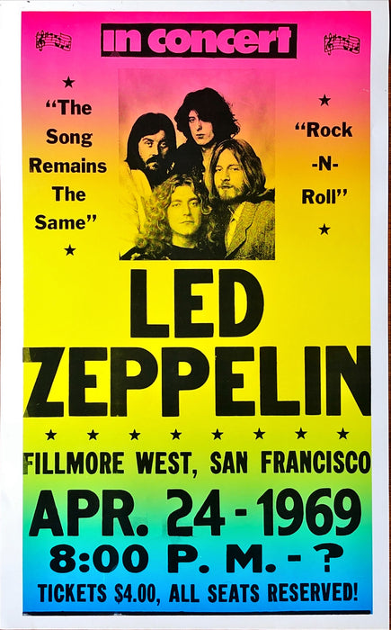 Led Zeppelin - Fillmore West, San Francisco Apr. 24 - 1969 In Concert Poster (35.5x56cm)