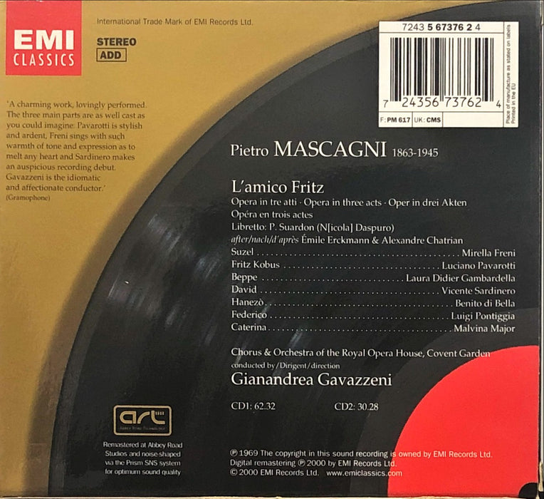 Mascagni - Freni • Pavarotti • Royal Opera House • Covent Garden - Gianandrea Gavazzeni - L'amico Fritz (2CD Boxset)(ADD)