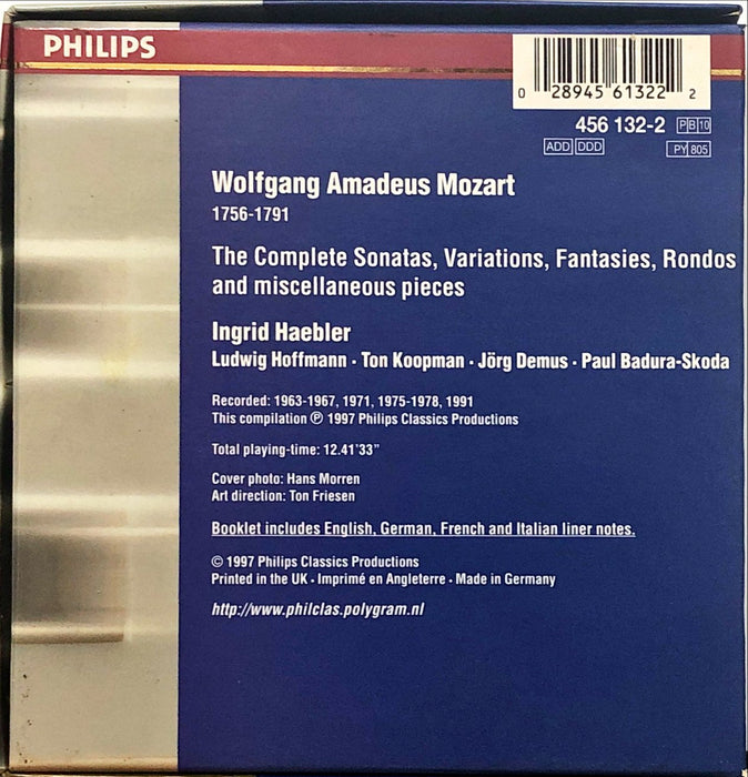 Mozart - Ingrid Haebler • Ludwig Hoffmann • Ton Koopman • Jörg Demus • Paul Badura-Skoda ‎– Complete Works For Piano (10CD Boxset)(ADD, DDD)
