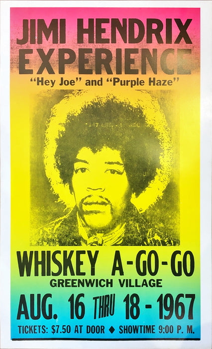 Jimi Hendrix Experience - Whiskey A-Go-Go - August 16 Thru 18 - 1967 (35.5x56cm)