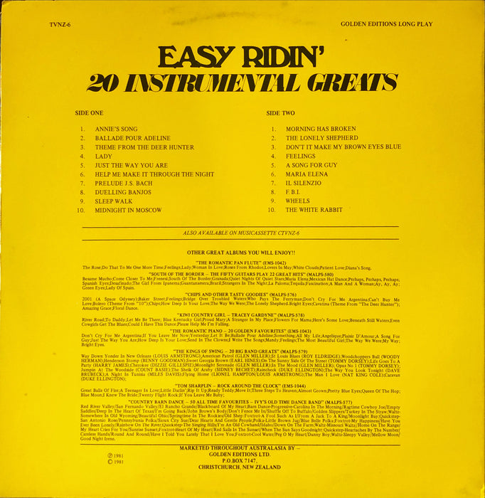 Various - Easy Ridin' 20 Instrumental Greats (Vinyl LP)