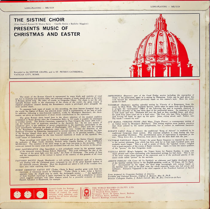 Coro Della Cappella Sistina - The Sistine Choir Presents Music Of Christmas And Easter (Vinyl LP)