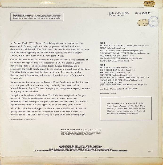 Various - The Club Show With Rex Mossop (Vinyl LP)