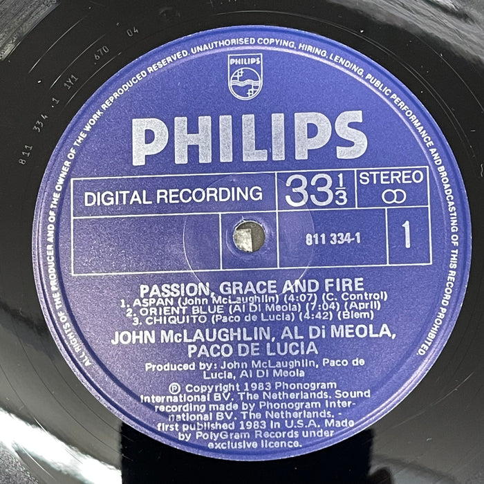 John McLaughlin • Al Di Meola • Paco De Lucía - Passion, Grace & Fire (Vinyl LP)