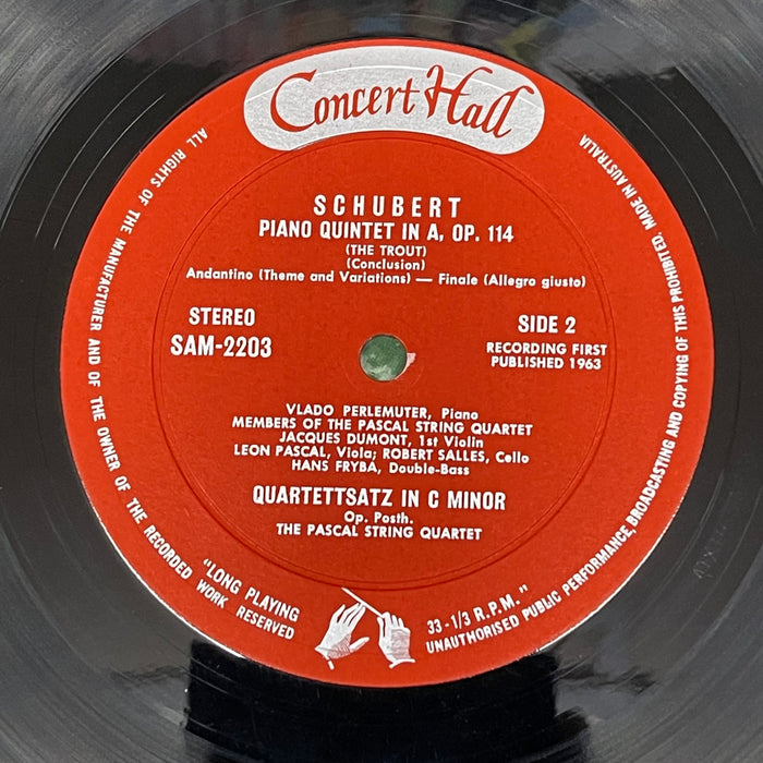 Franz Schubert • Vlado Perlemuter • The Pascal String Quartet • Hans Fryba - The Trout - Piano Quintet In A, Op. 114 / Quartettsatz In C Minor (Vinyl LP)