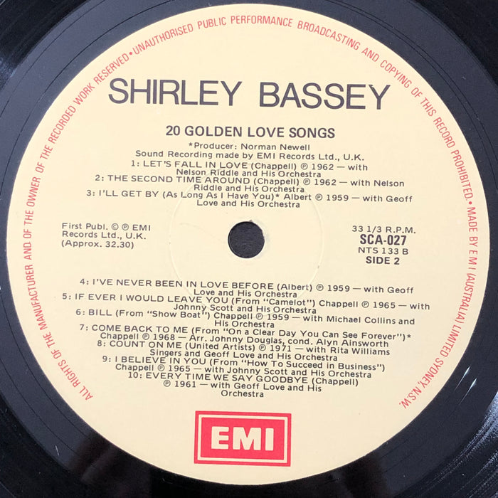 Shirley Bassey - 20 Golden Love Songs (Vinyl LP)