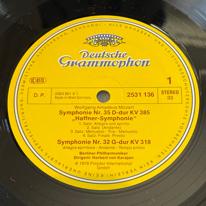 Wolfgang Amadeus Mozart • Berliner Philharmoniker • Herbert von Karajan - Symphonien No. 32, No. 35 "Haffner" / No. 36 "Linzer" (Vinyl LP)