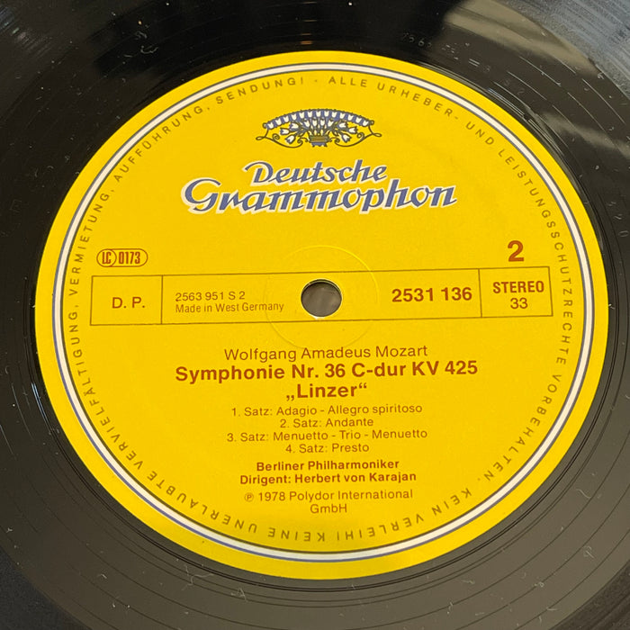 Wolfgang Amadeus Mozart • Berliner Philharmoniker • Herbert von Karajan - Symphonien No. 32, No. 35 "Haffner" / No. 36 "Linzer" (Vinyl LP)