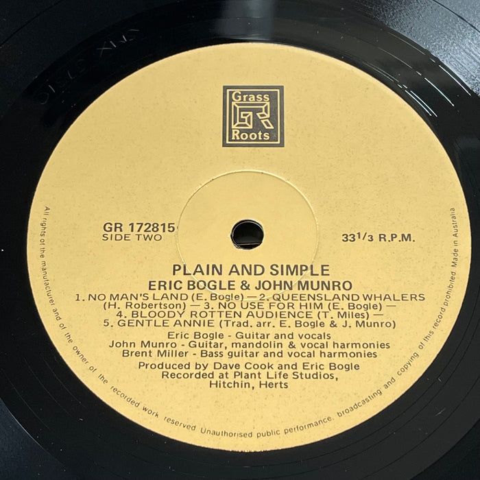 Eric Bogle & John Munro - Plain And Simple (Vinyl LP)